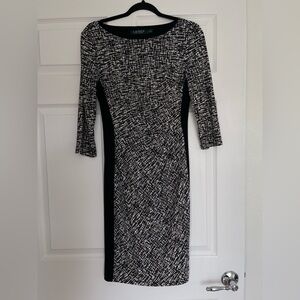 Lauren Ralph Lauren Black and White Patterned Women's Dress.Size 4 Office Wear